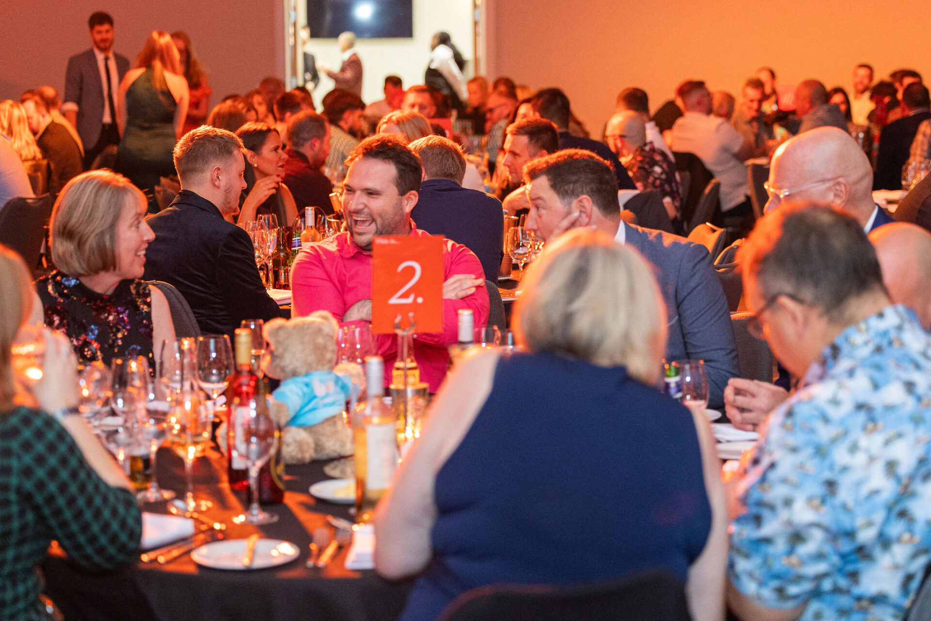 The stage and trophies at the ceremony for The Blend Awards 2026, an event celebrating the UK's independent garages.