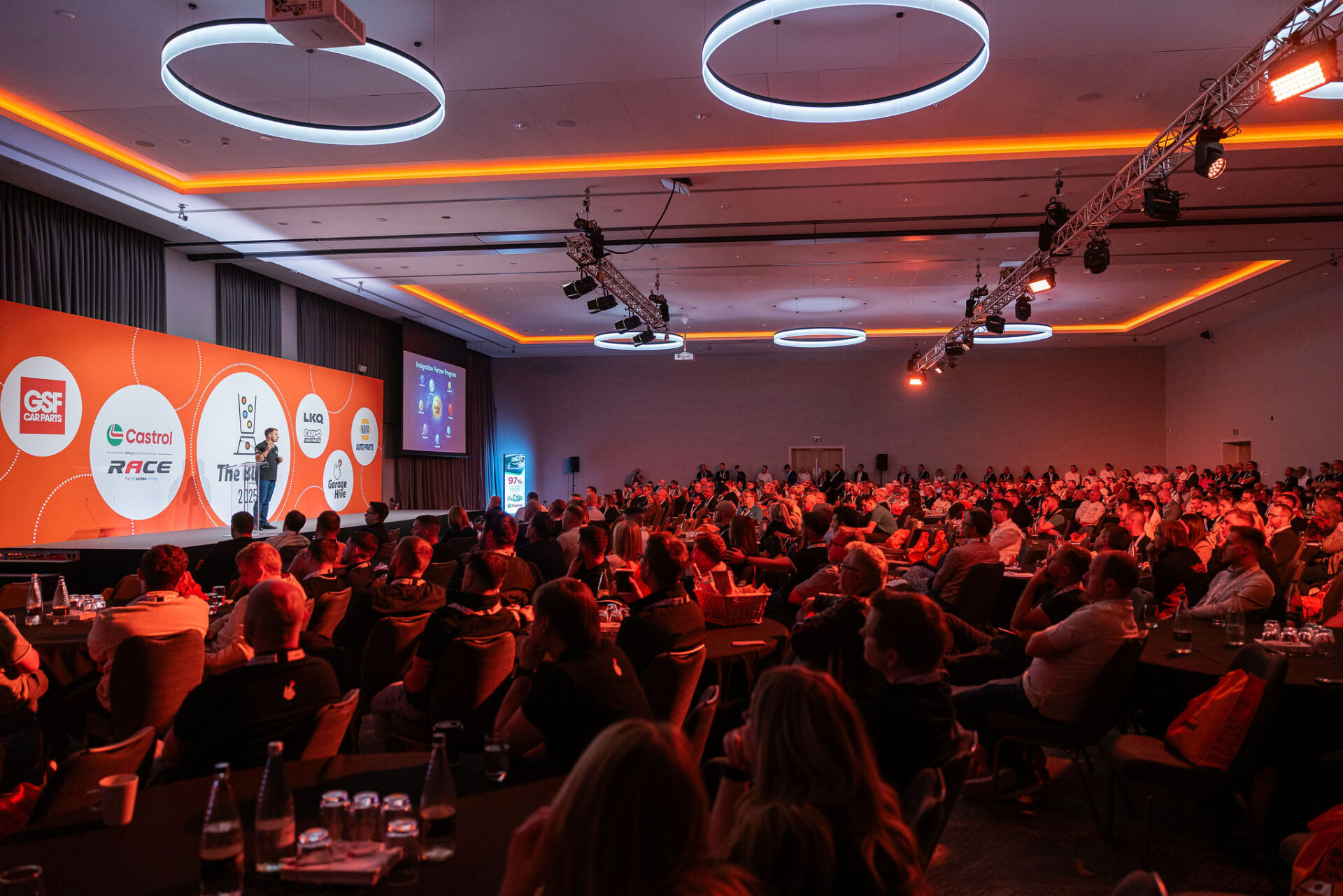 Ogilvy's Rory Sutherland speaking, the headline keynote for The Blend 2026 independent garage conference in Birmingham.