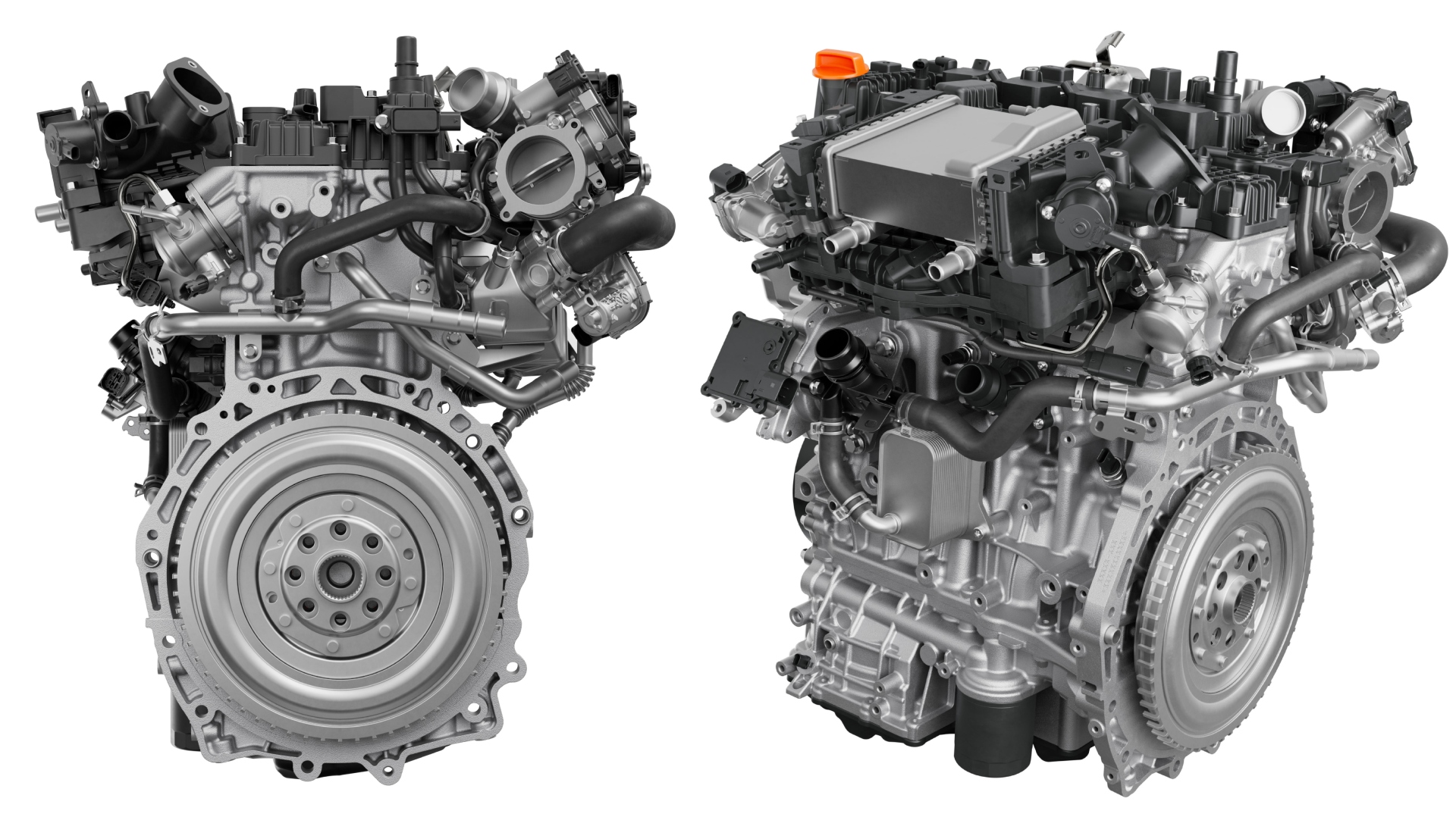 The new HORSE B20 hybrid petrol engine, which is fully submersible, shown on a display stand.